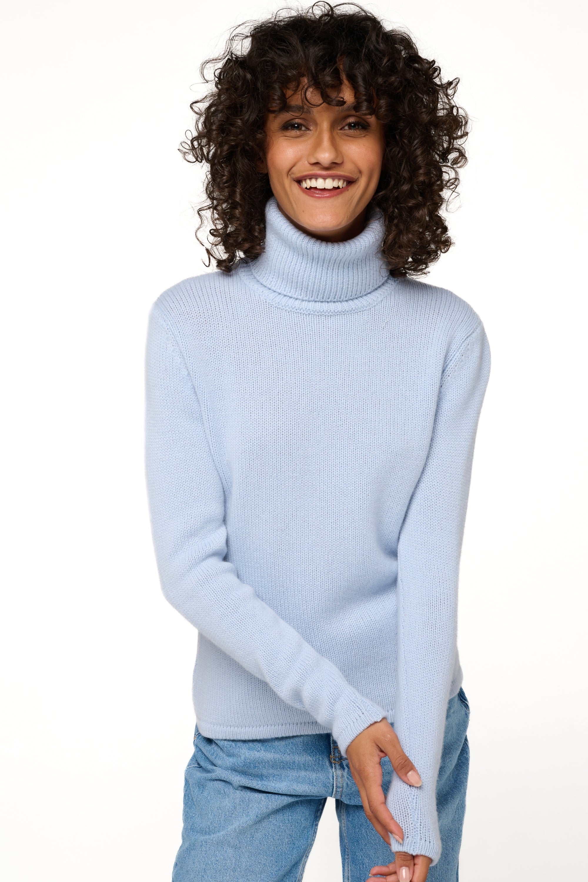 Carla in kasjmier dames - ciel - Mahogany