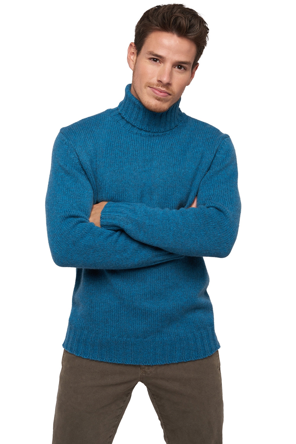Achille in kasjmier heren - manor blue - Mahogany
