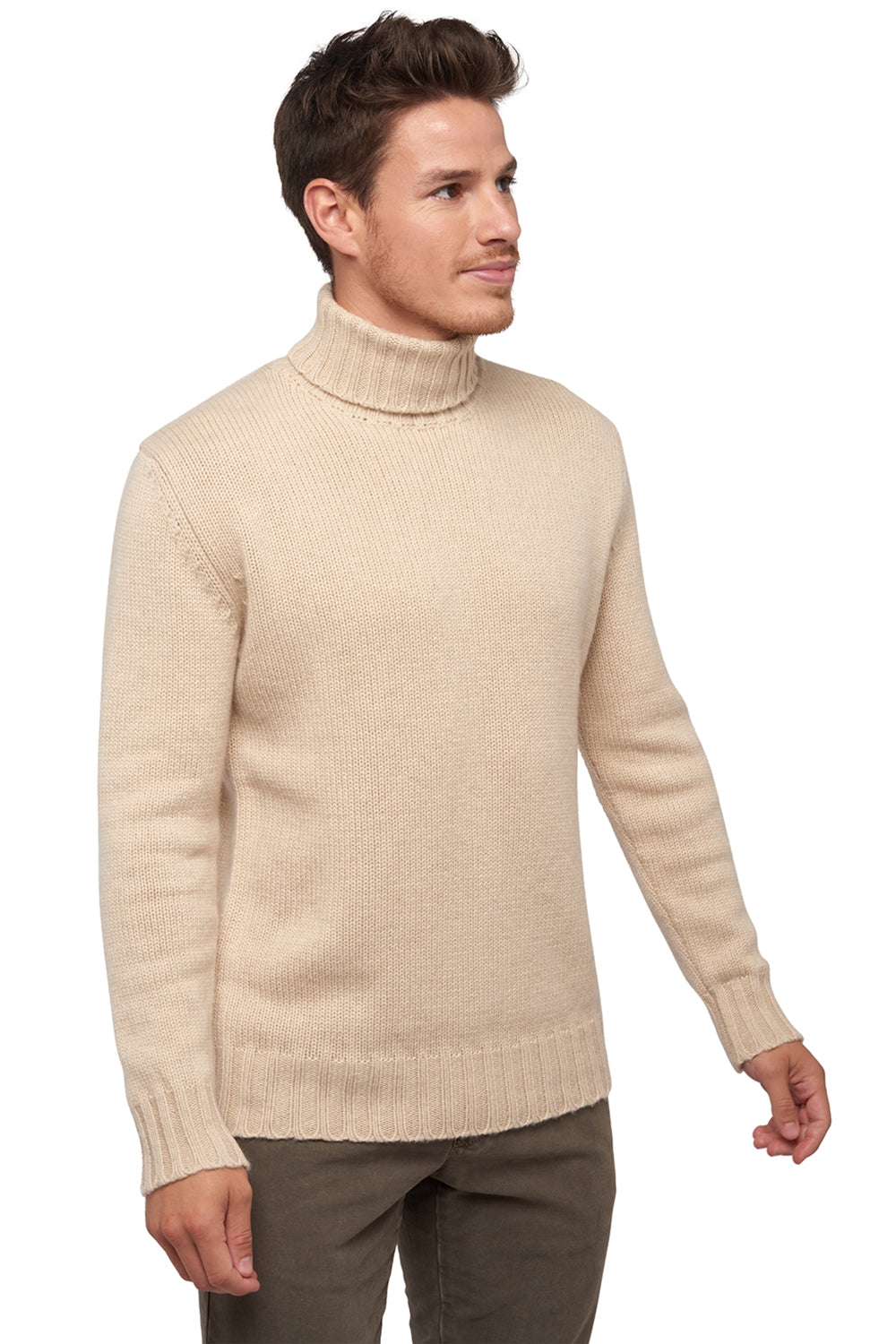 Achille in kasjmier heren - Aanzicht 1 - natural beige - Mahogany