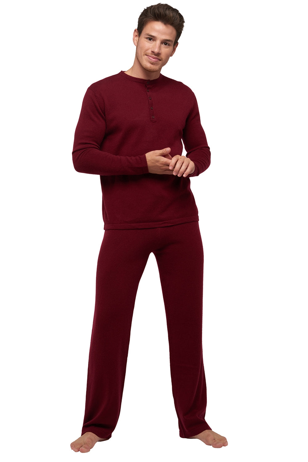 Adam in kasjmier heren - bordeaux - Mahogany