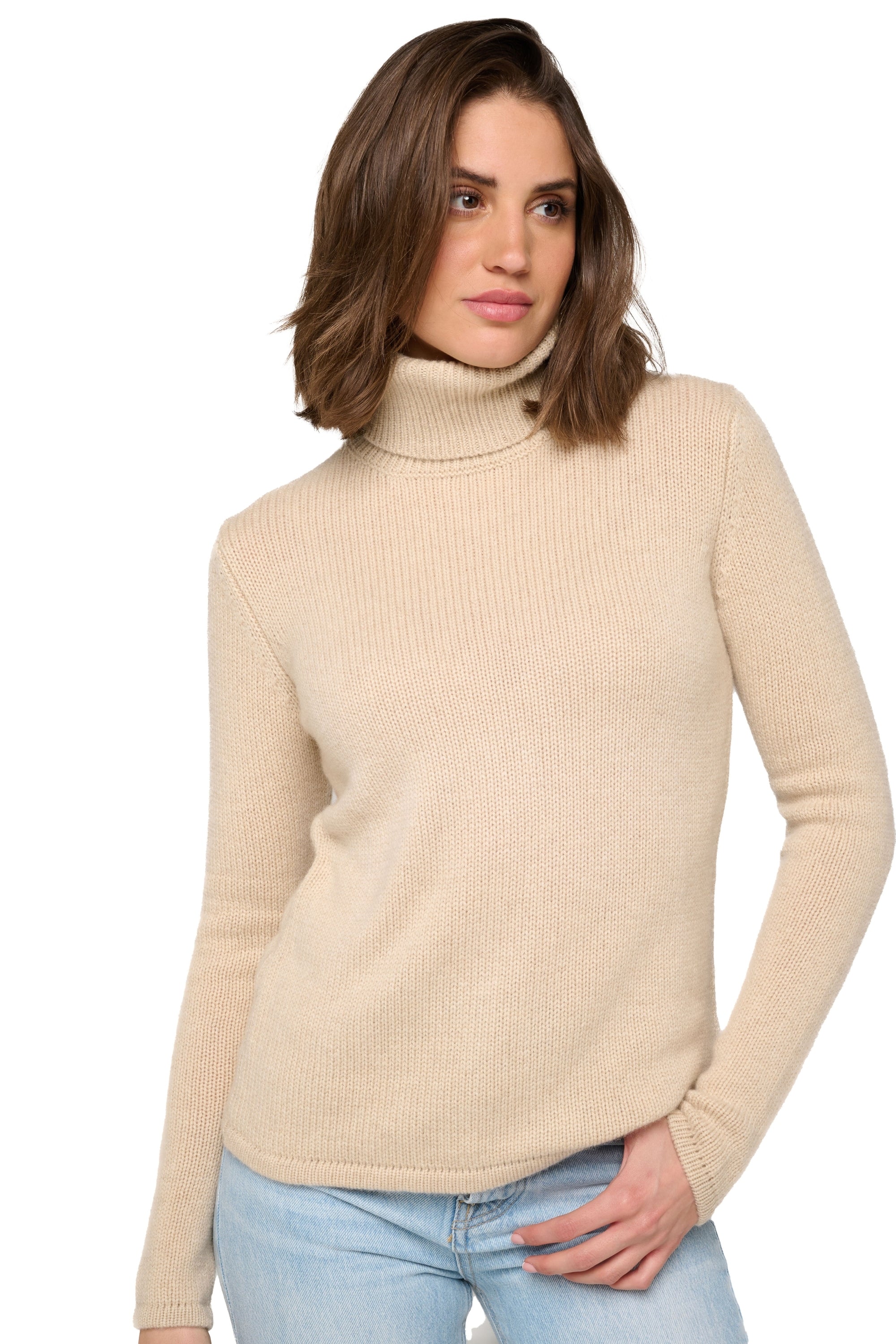 Carla in kasjmier dames - natural beige - Mahogany