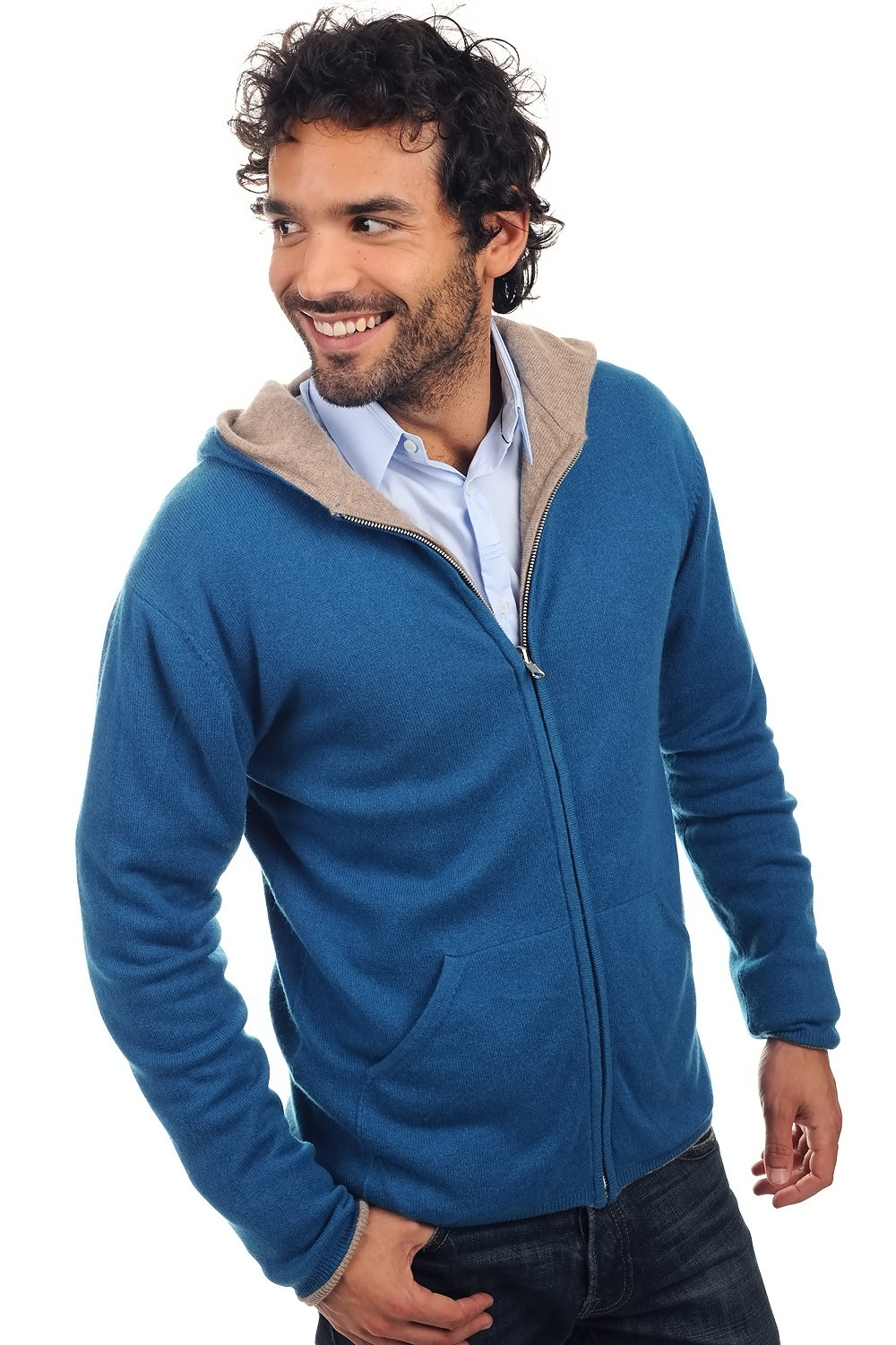 Carson in kasjmier heren - eendenblauw / natural brown - Mahogany