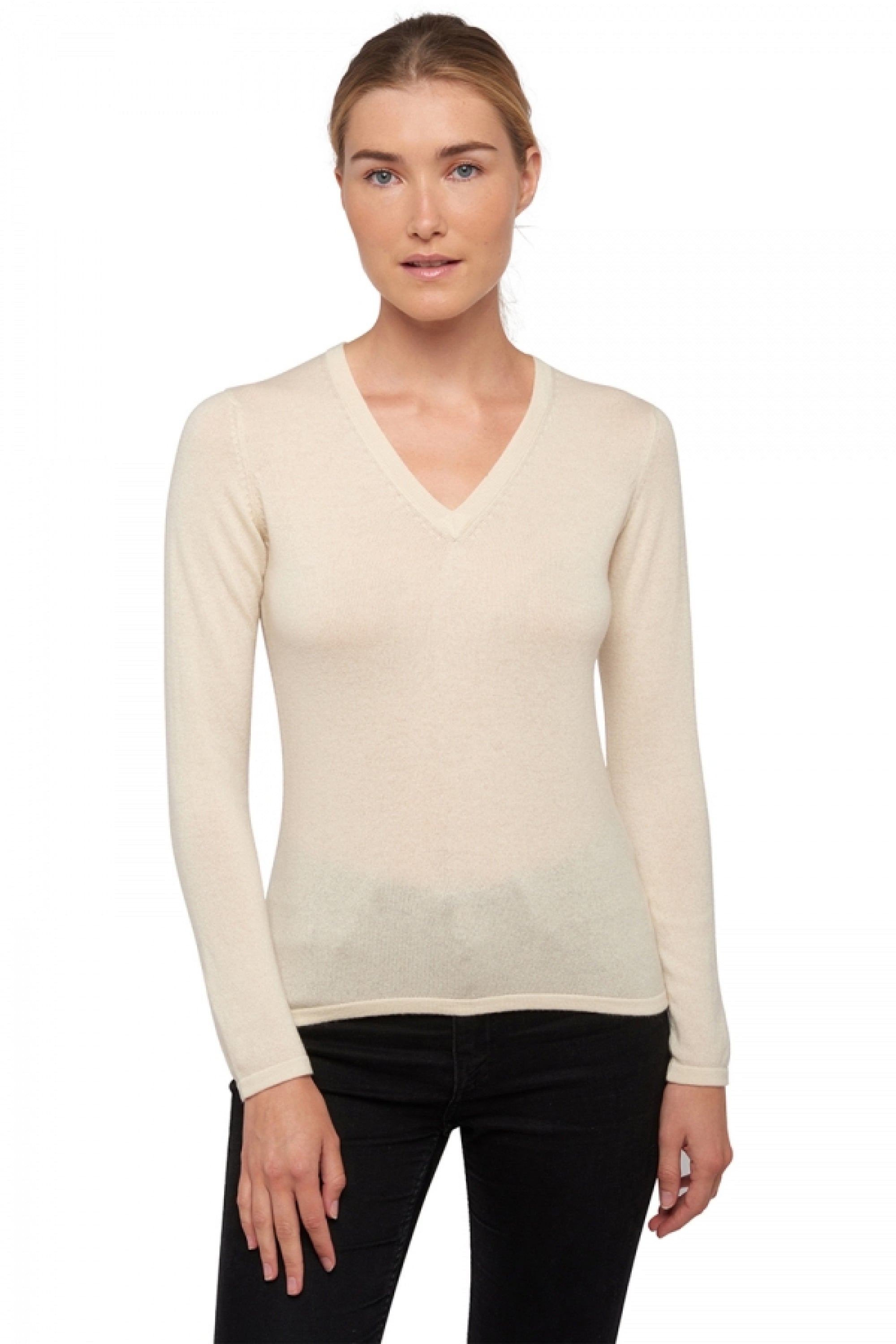 Emma in kasjmier dames - natural écru - Mahogany