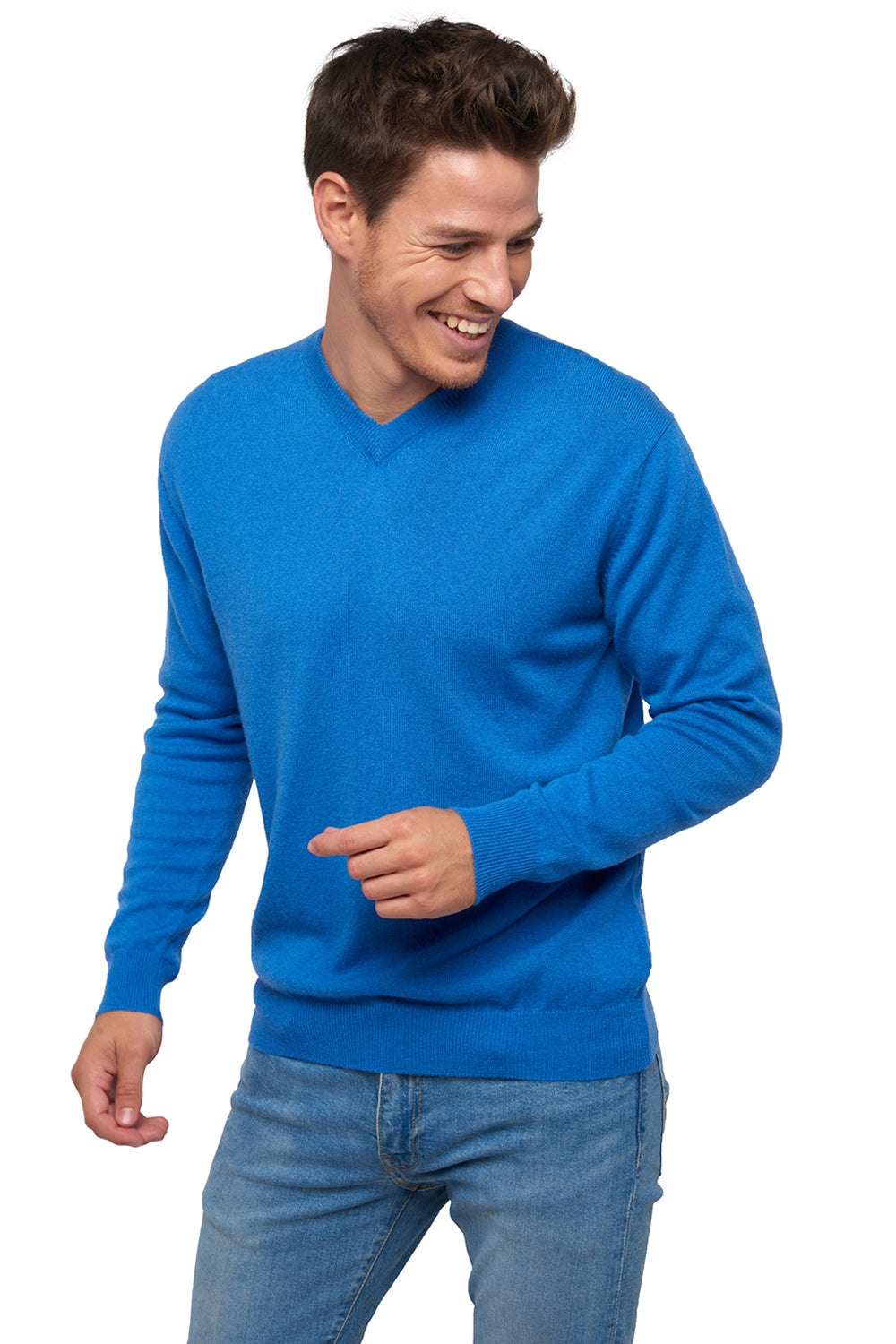 Gaspard in kasjmier heren - tetbury blue - Mahogany
