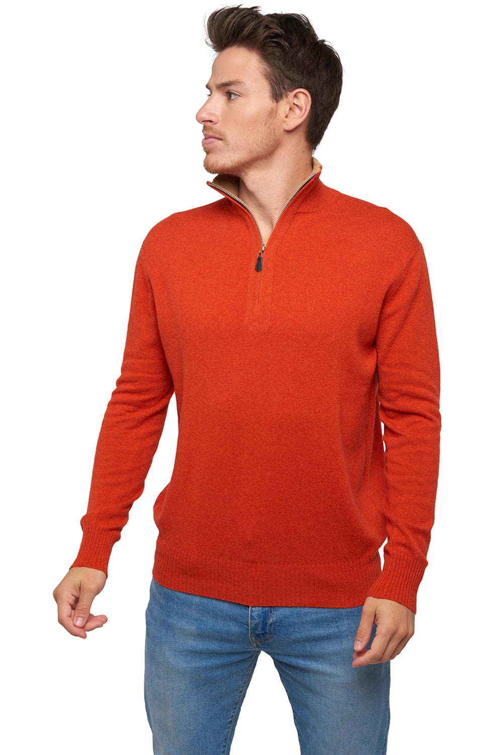 Henri in kasjmier heren - paprika / camel - Mahogany