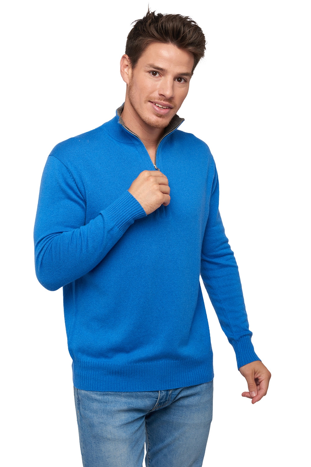 Henri in kasjmier heren - tetbury blue / marmotte gemêleerd - Mahogany