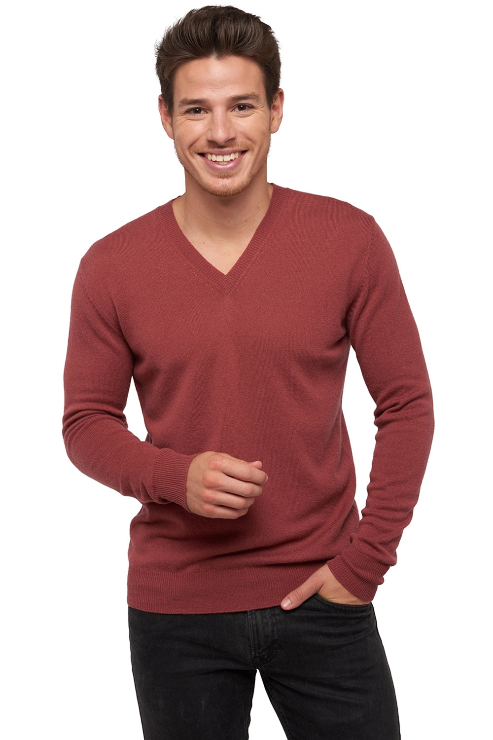 Tor kasjmier trui heren - rosewood - Mahogany