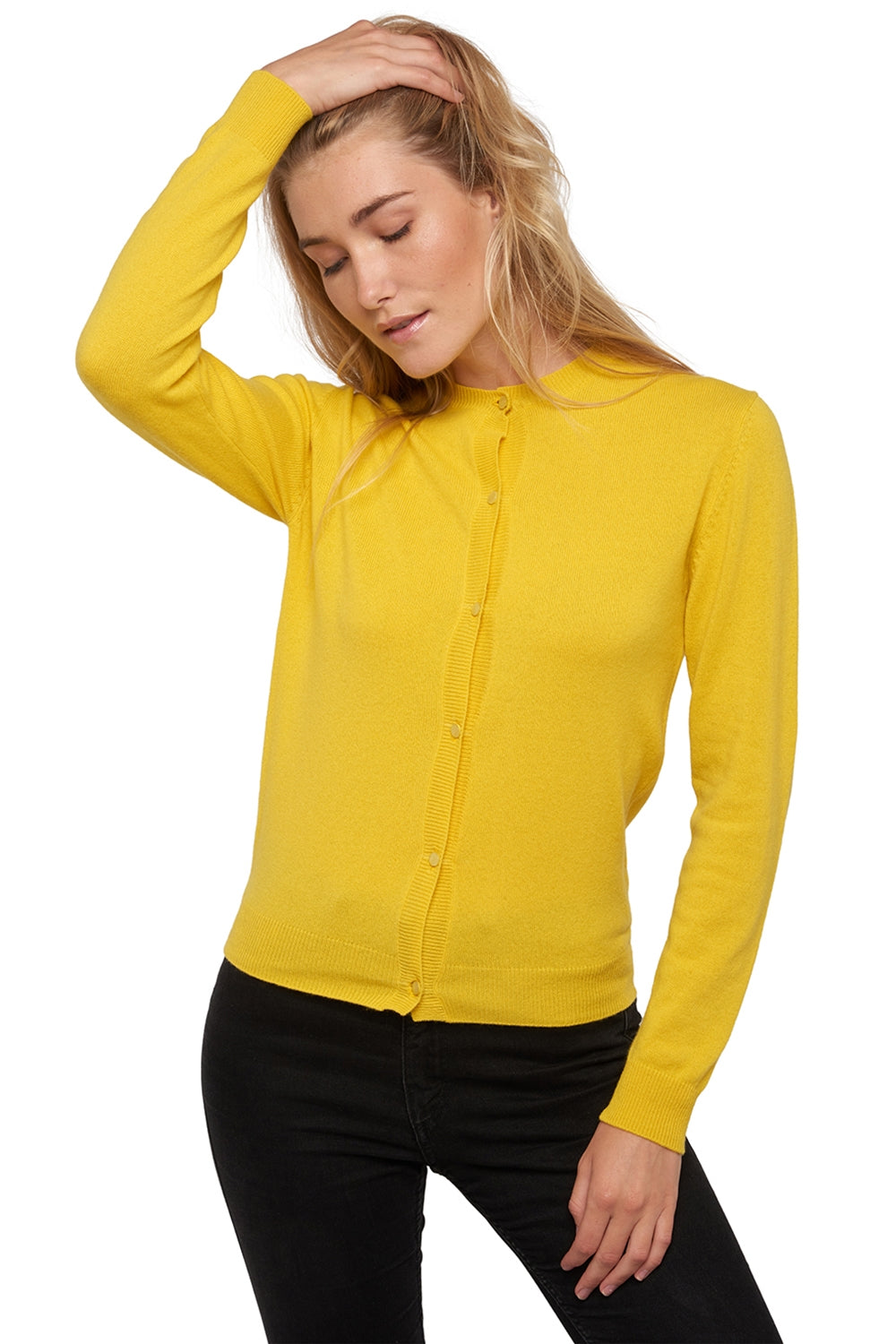 Tyra in kasjmier dames - sunny yellow - Mahogany