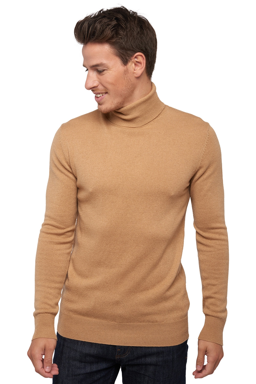 Tarry kasjmier trui heren - camel - Mahogany