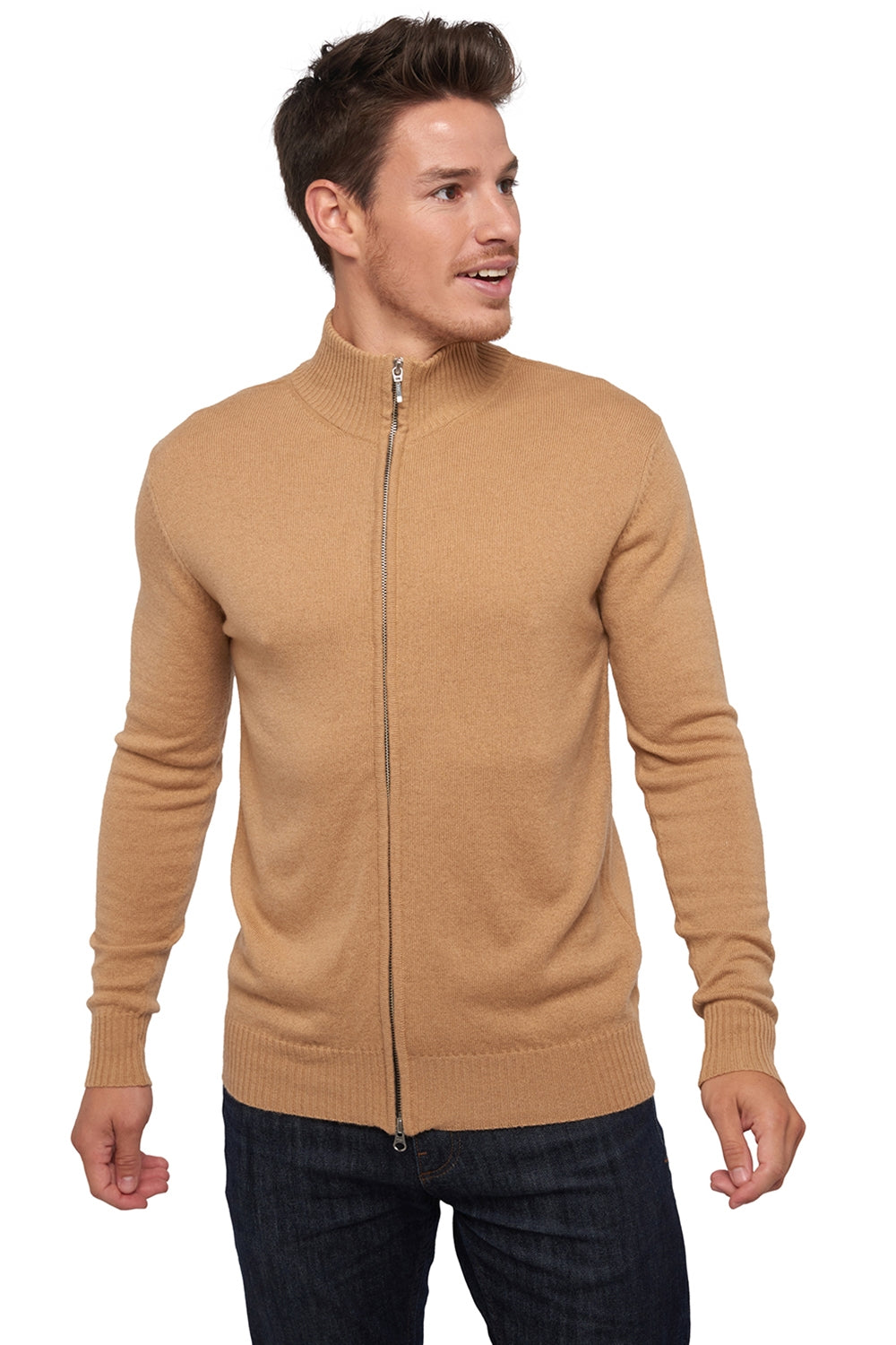 Thobias in kasjmier voor heren - camel - Mahogany
