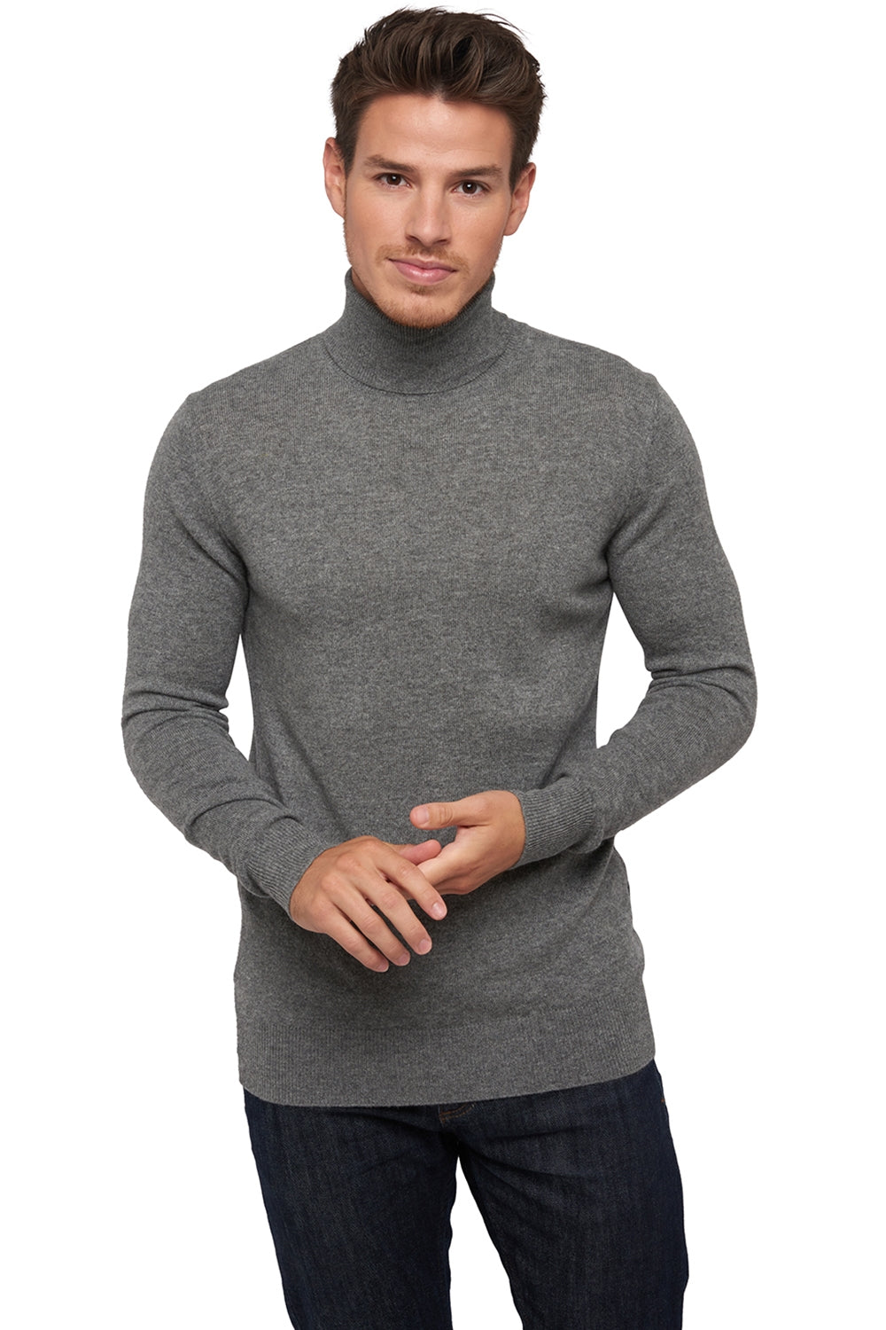 Tarry kasjmier trui heren - gris chiné - Mahogany