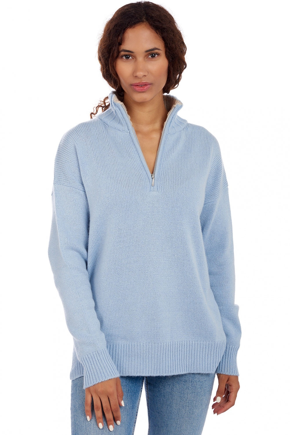 Alizette in kasjmier dames - ciel - Mahogany
