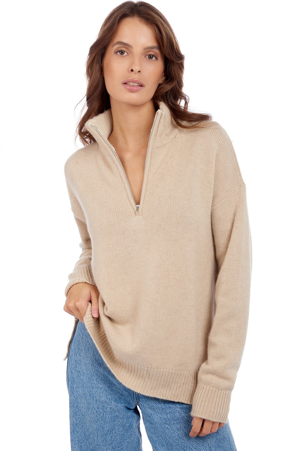 Alizette in kasjmier dames - natural beige - Mahogany