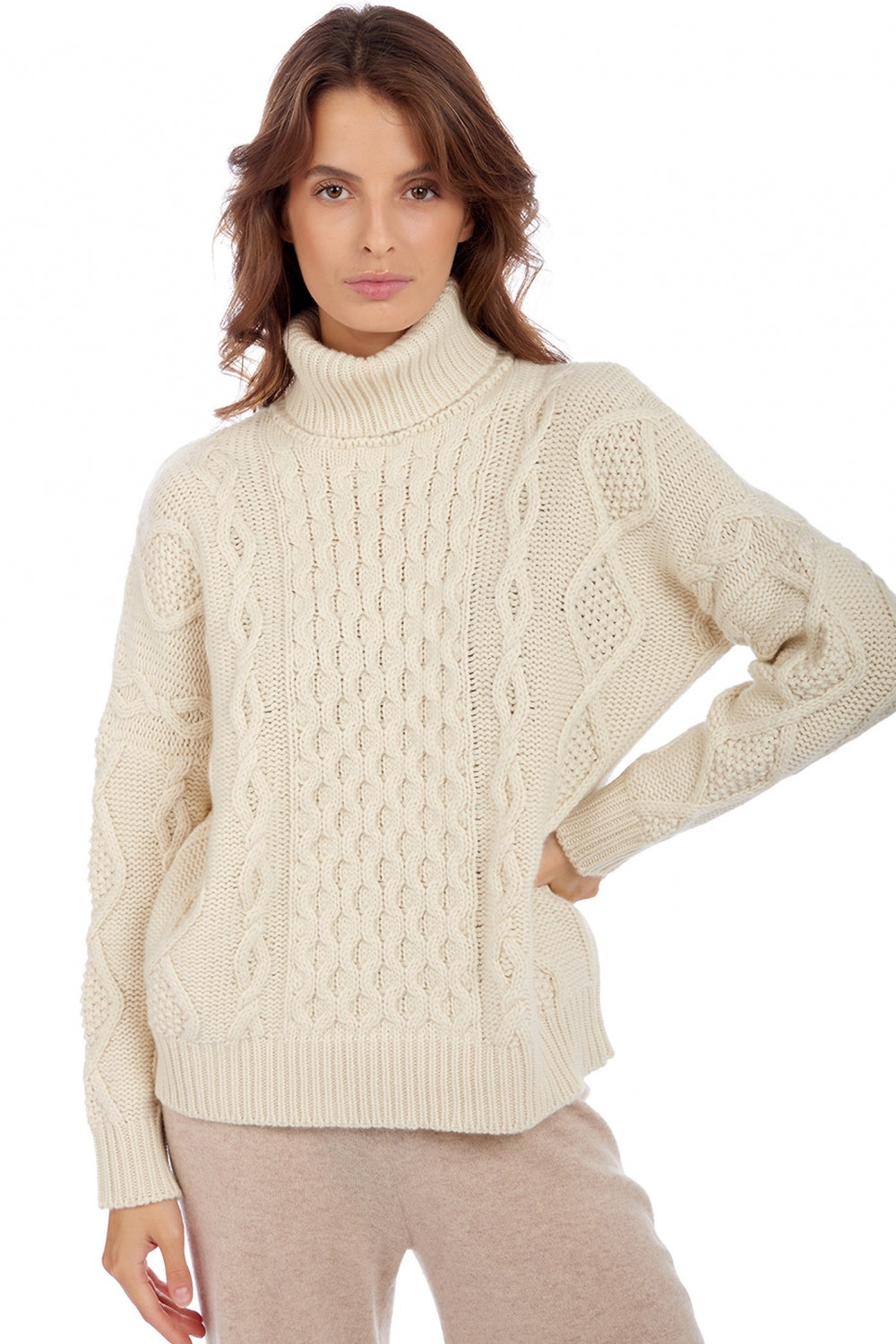 Albury in kasjmier dames - natural écru - Mahogany