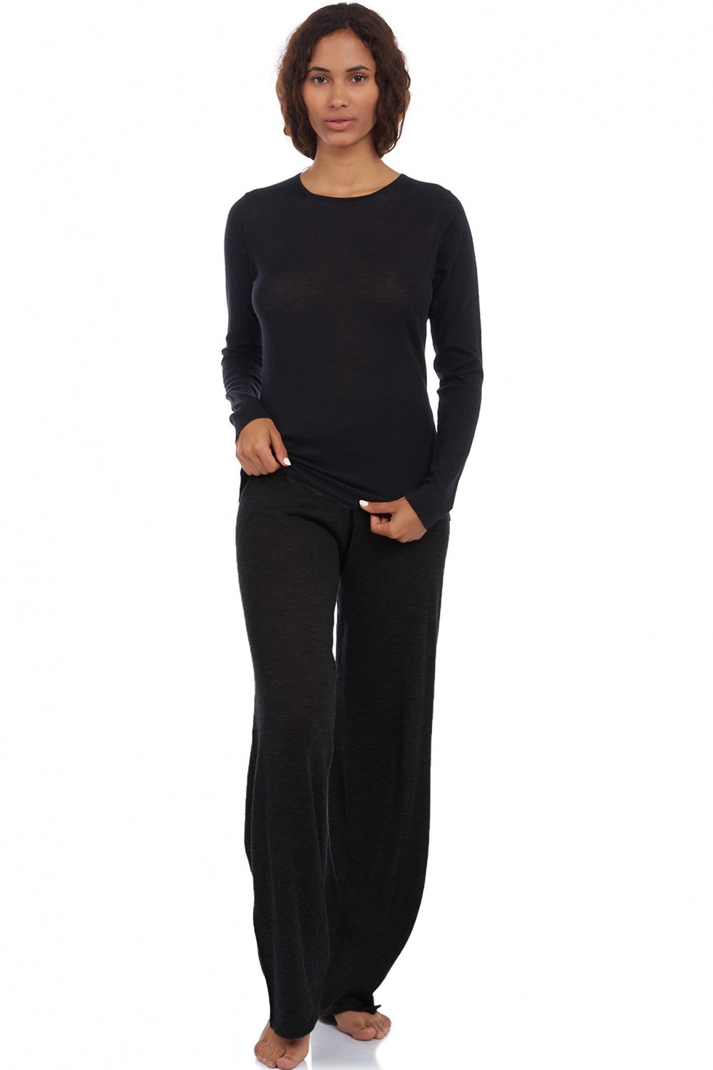 Boubou in kasjmierdonzen dames - zwart - Mahogany