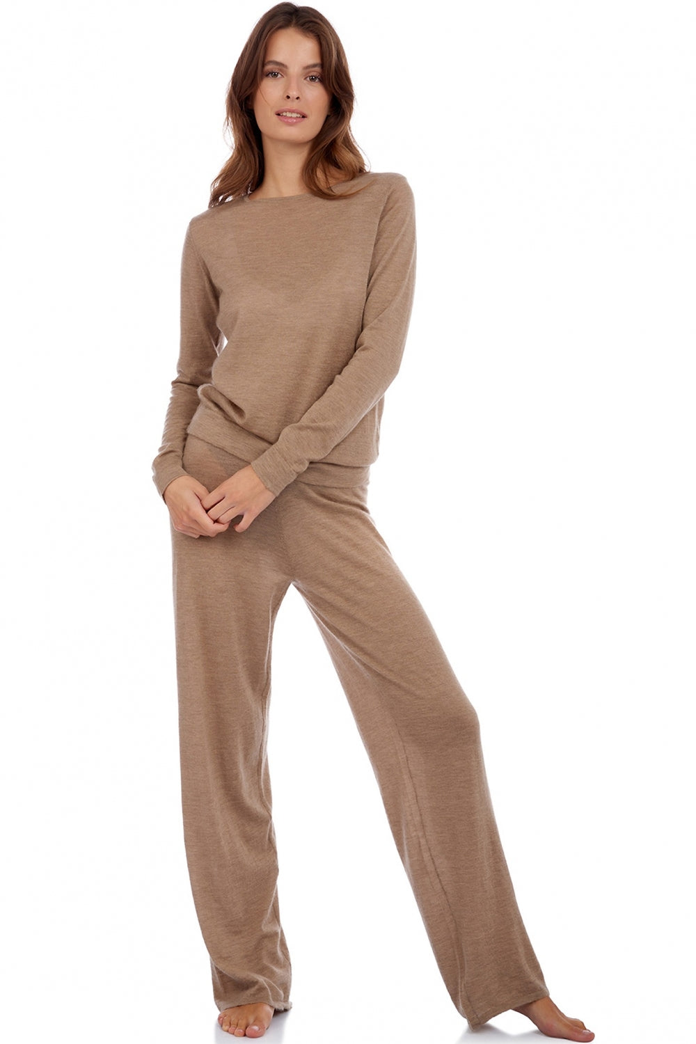 Boubou in kasjmierdonzen voor dames - vison - Mahogany