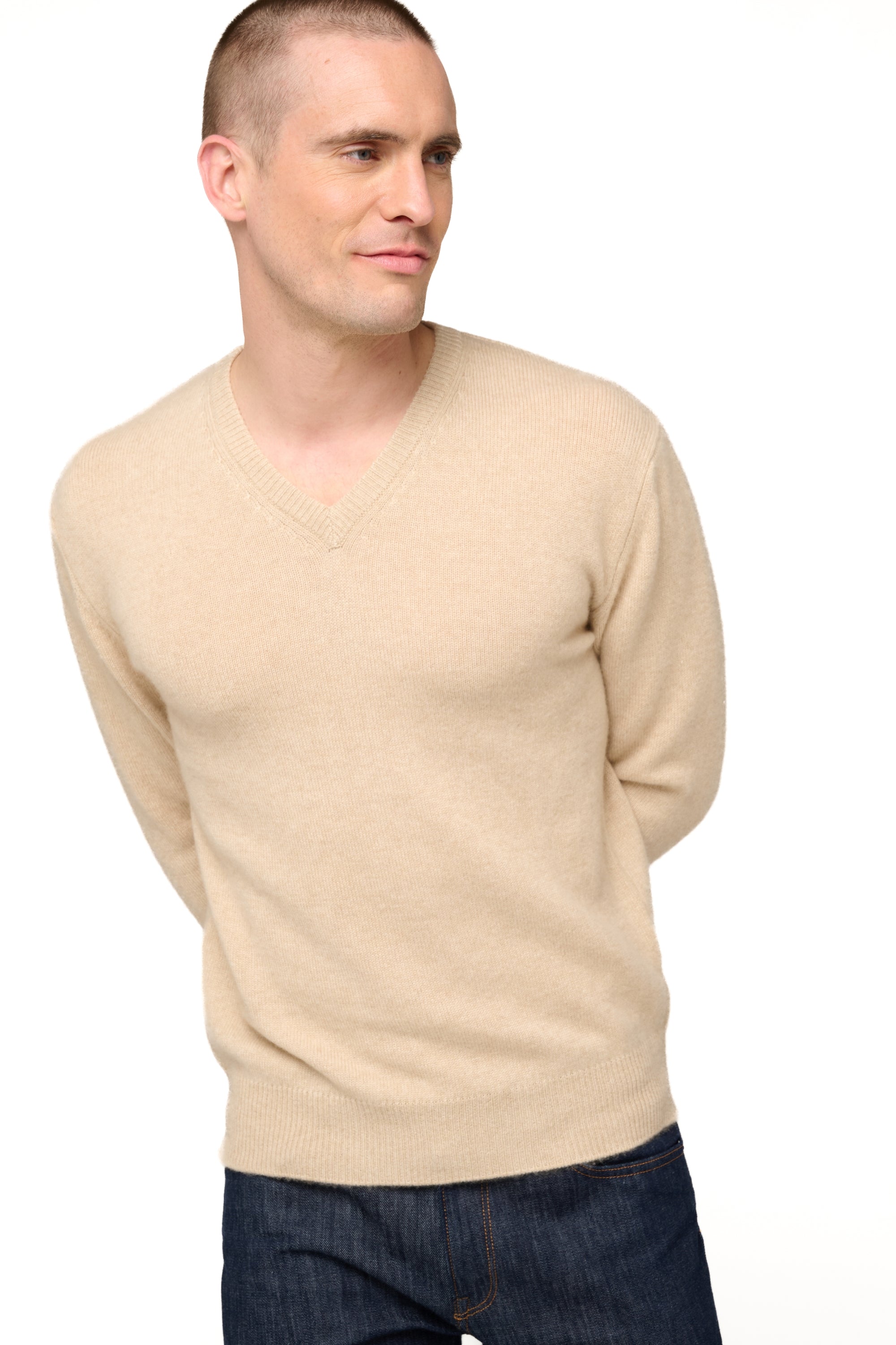 Hippolyte 4F in kasjmier voor heren - natural beige - Mahogany