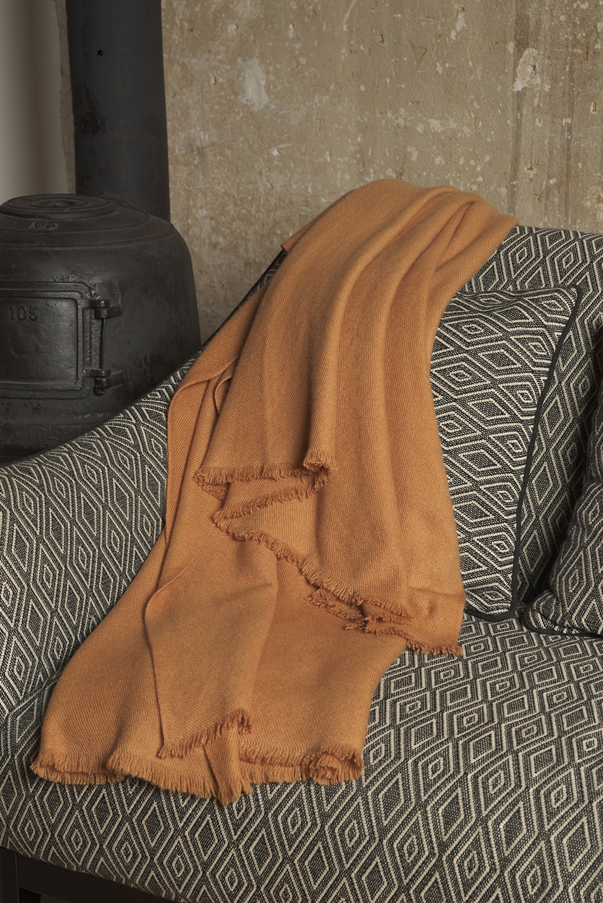 Toodoo Plain XL in gemengd kasjmier - woestijnkameel - Mahogany