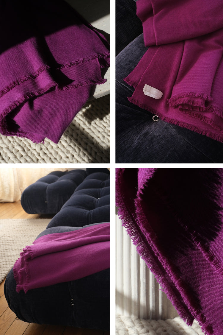 Plaid van kasjmier, 100% kasjmier, unisex, grof / 6 draden en meer, dik geweven, Mahogany