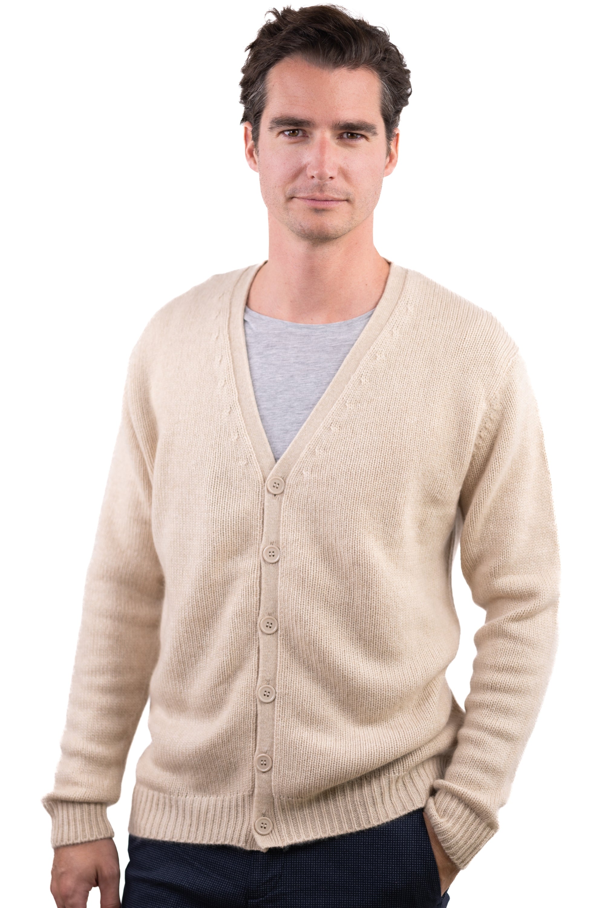 Leon in kasjmier voor heren - natural beige - Mahogany
