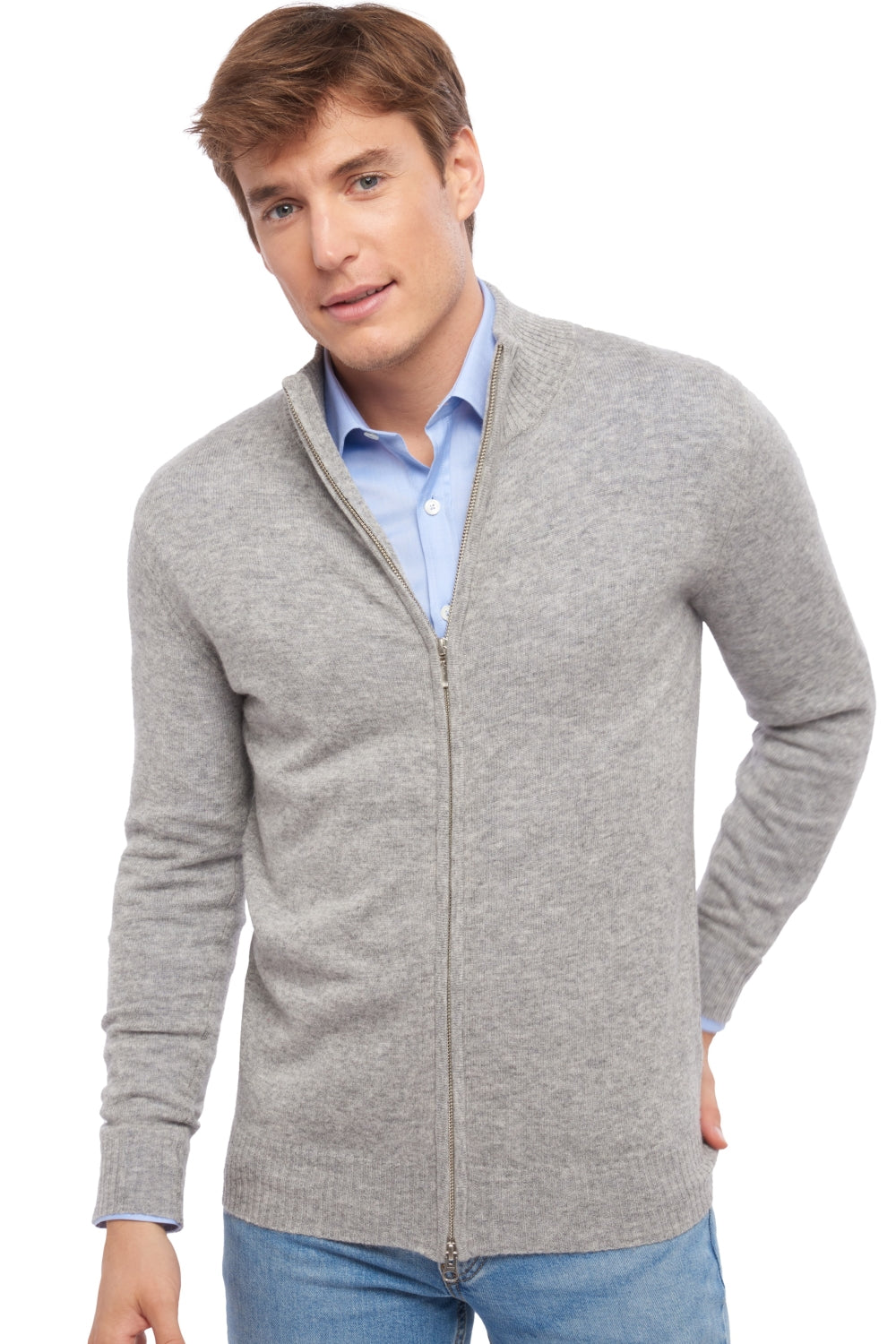 Thobias in kasjmier voor heren - fog grey - Mahogany