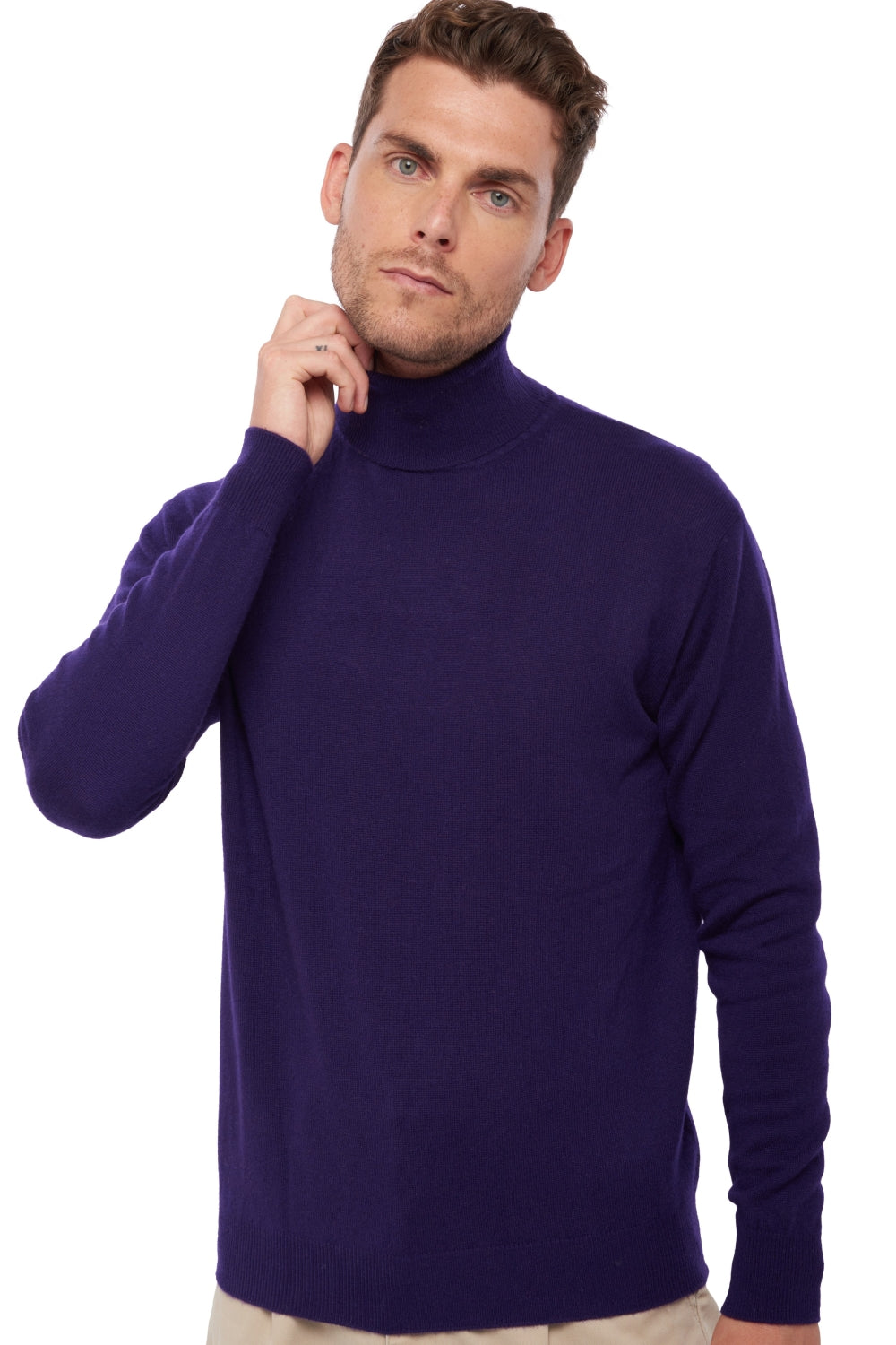 Edgar in kasjmier heren - deep purple - Mahogany