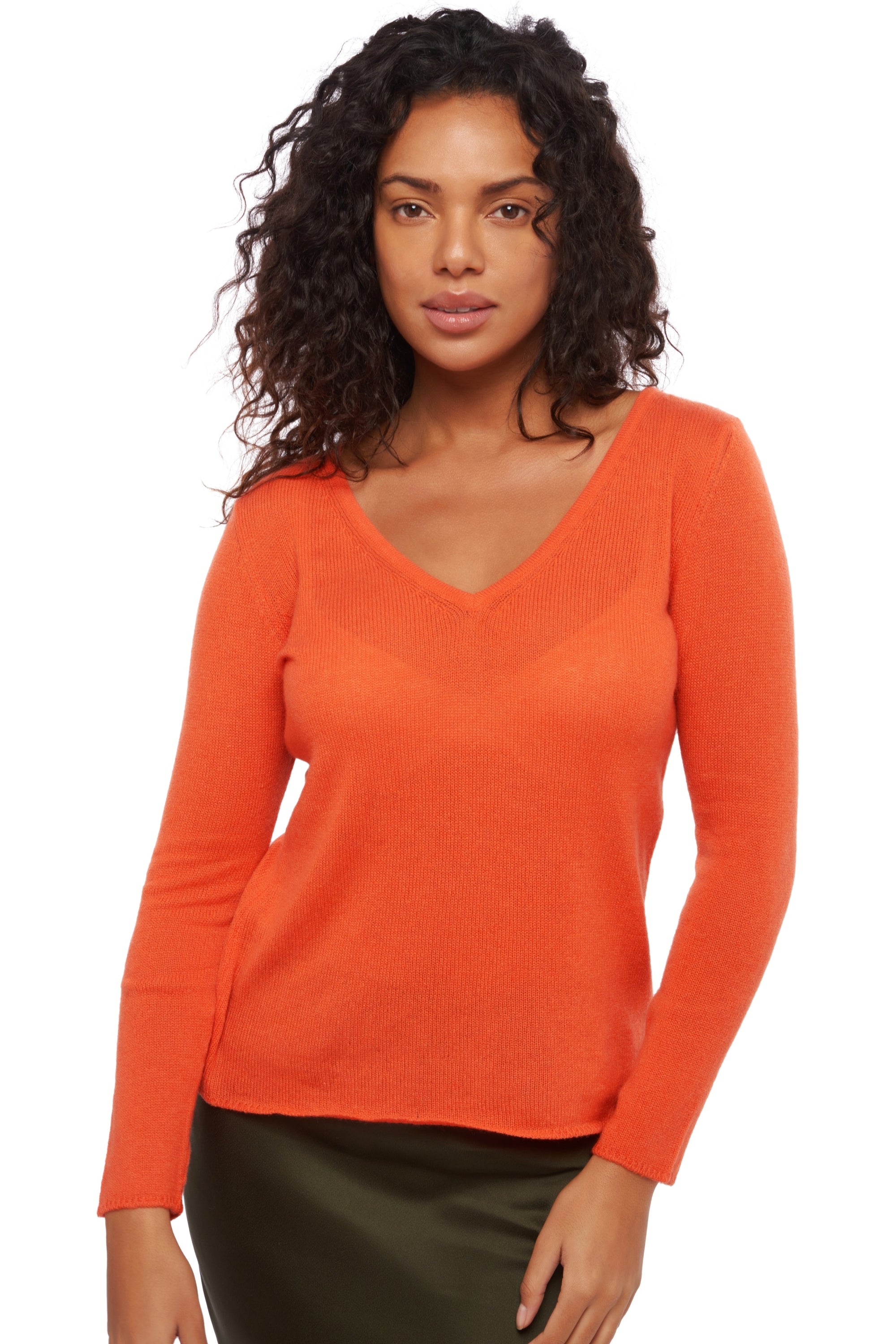 Flavie in kasjmier dames - satsuma - Mahogany