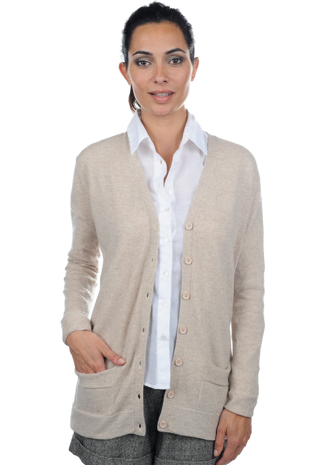 Inga in kasjmier dames - natural beige - Mahogany