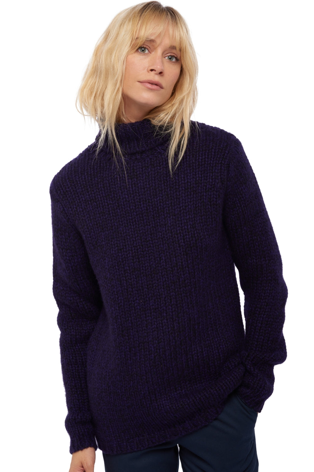 Vicenza in kasjmier voor dames - noir / deep purple - Mahogany