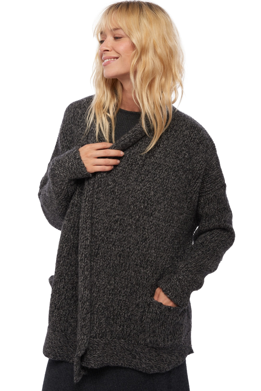 Vienne in kasjmier voor dames - marmotte chiné / zwart - Mahogany