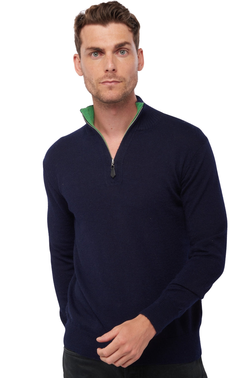 Vihari in baby alpaca & kasjmier heren - marineblauw / basil - Mahogany