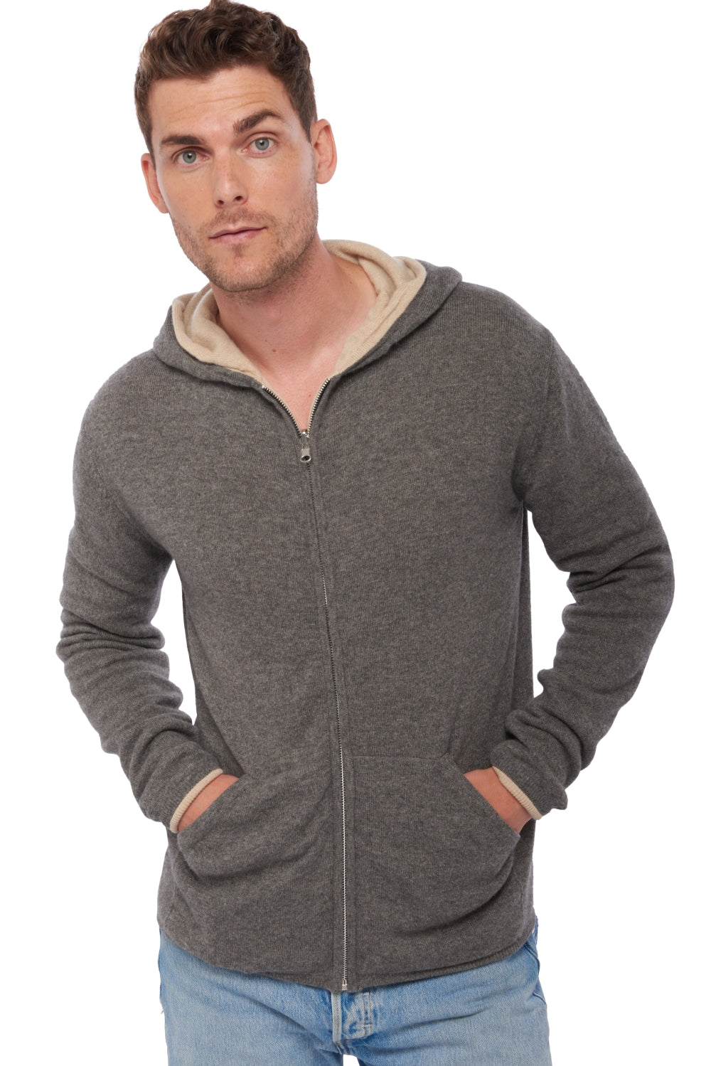 Carson en cachemire homme - Vue 2 - marmotte chiné / natural beige - Mahogany