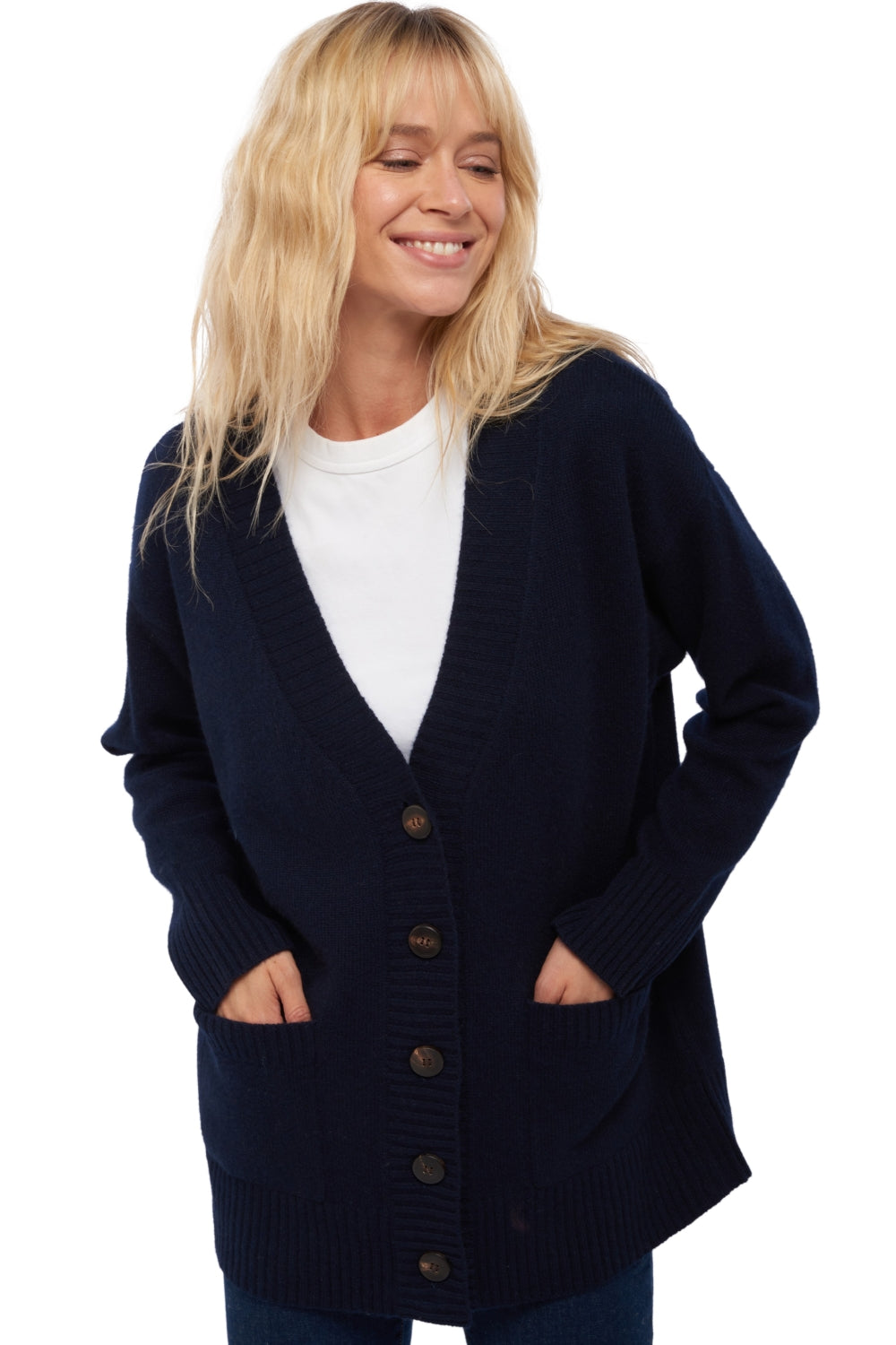 Vadena in kasjmier dames - donker marine - Mahogany