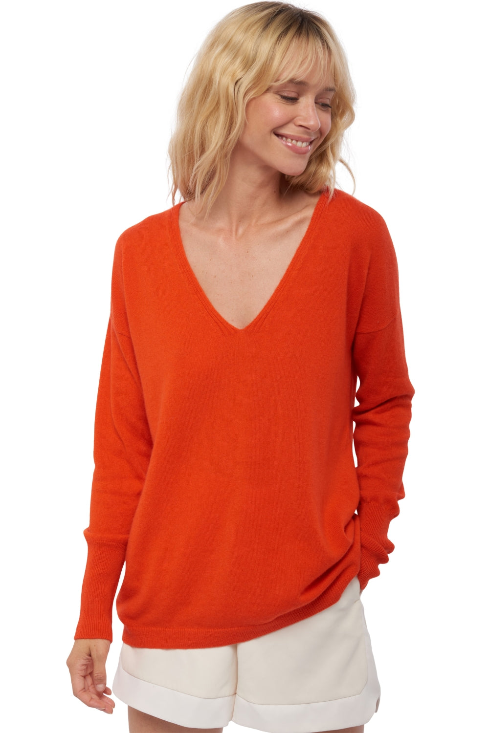 Varsovie in kasjmier dames - bloody orange - Mahogany