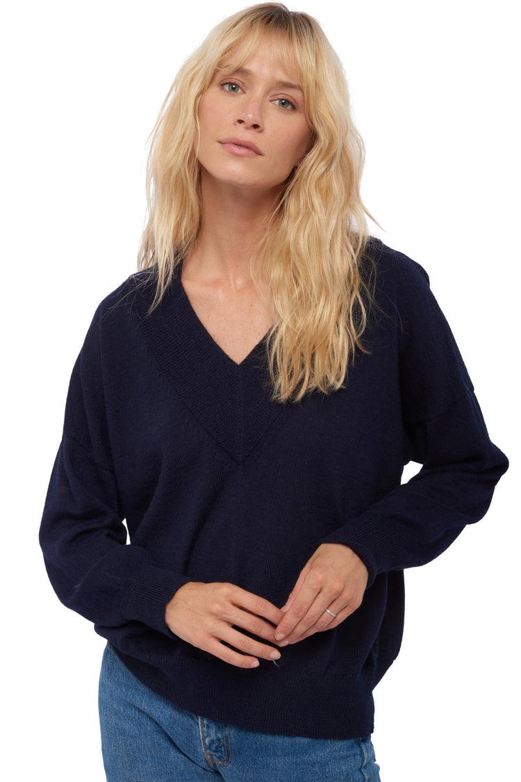 Versailles in baby alpaca dames - marineblauw - Mahogany