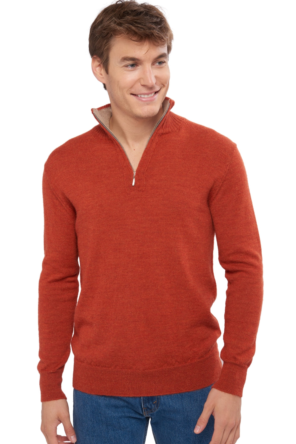 Vihari in baby alpaca & kasjmier heren - pumpkin / natural brown - Mahogany