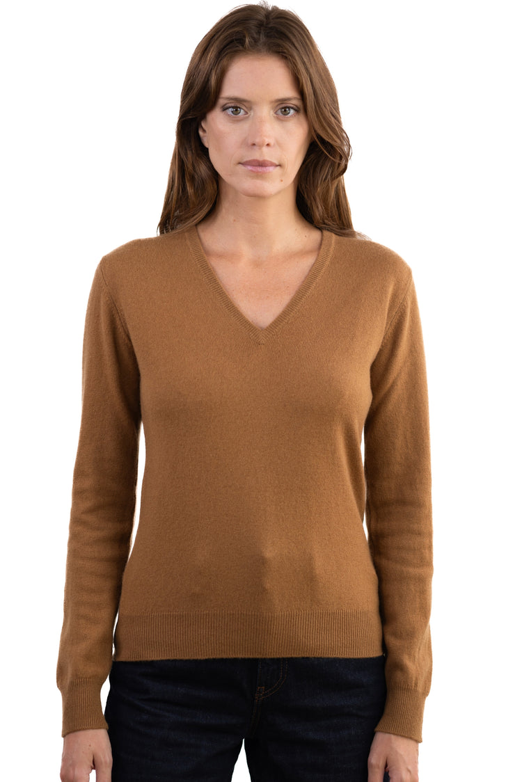 Faustine in kasjmier dames - butterscotch - Mahogany