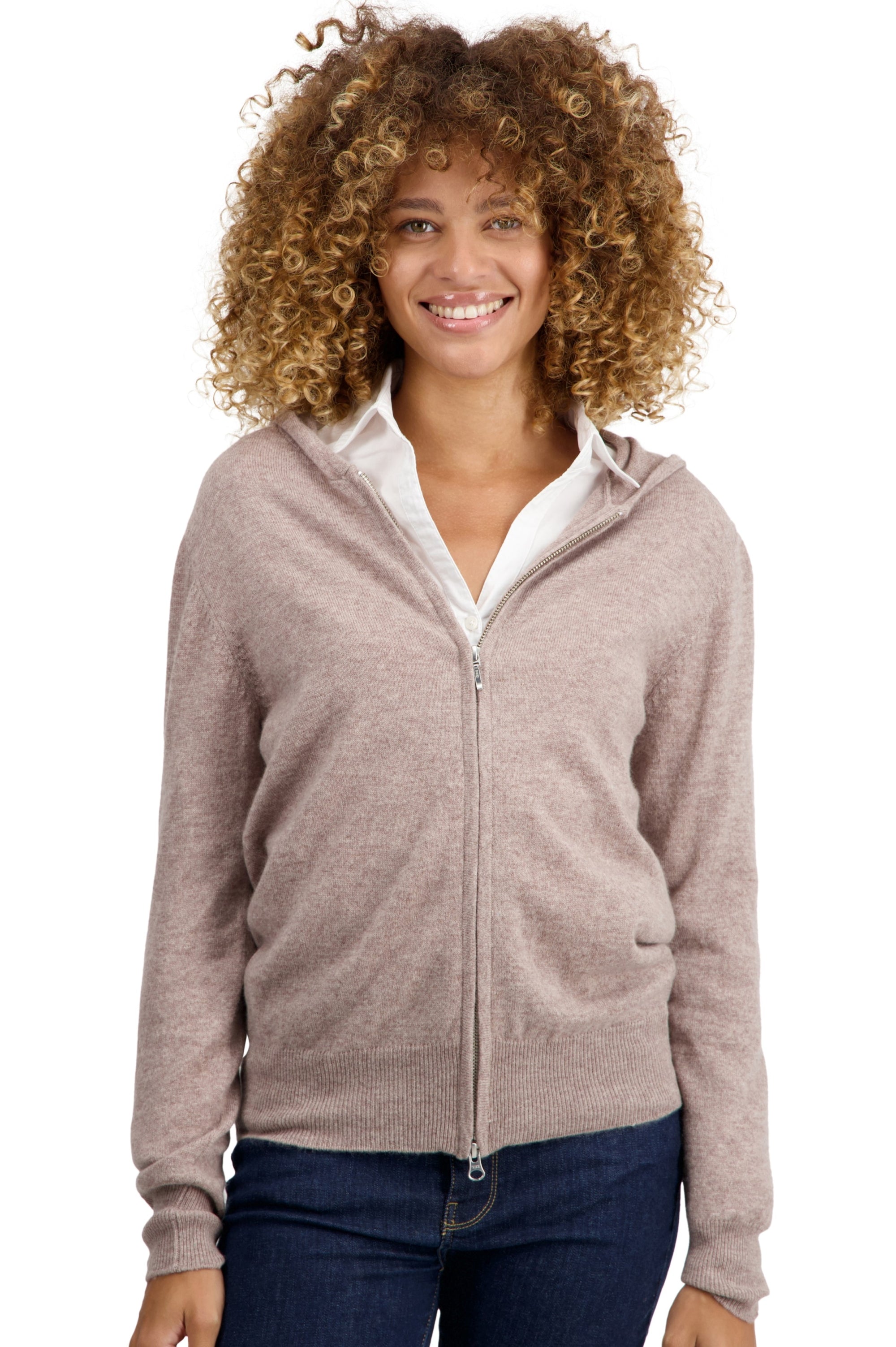 Tina in kasjmier dames - toast - Mahogany