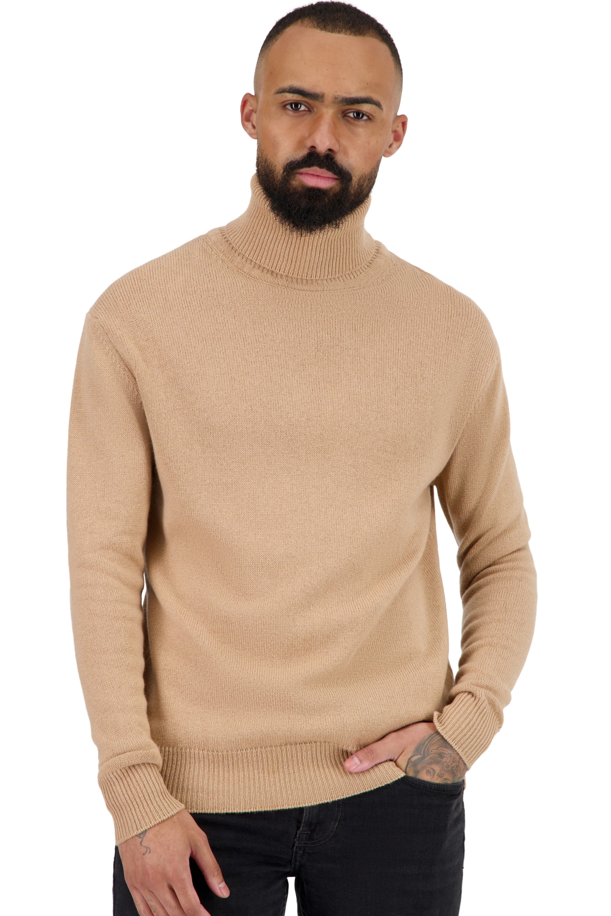Torino in kasjmier heren - creme brulee - Mahogany