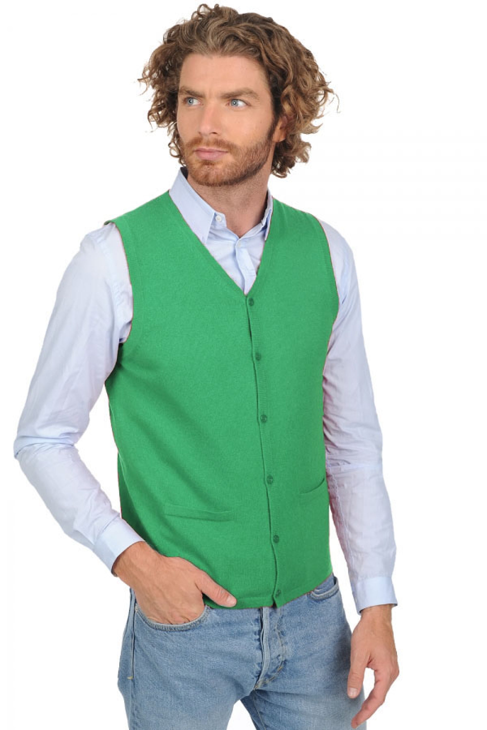Basile in kasjmier heren - new green - Mahogany
