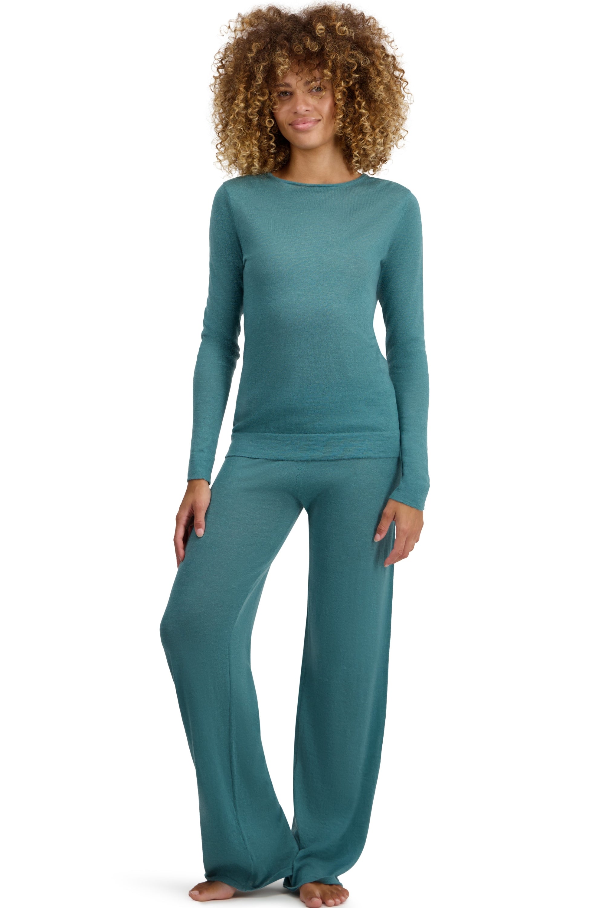 Boubou in kasjmierdonzen dames - eucalyptus - Mahogany