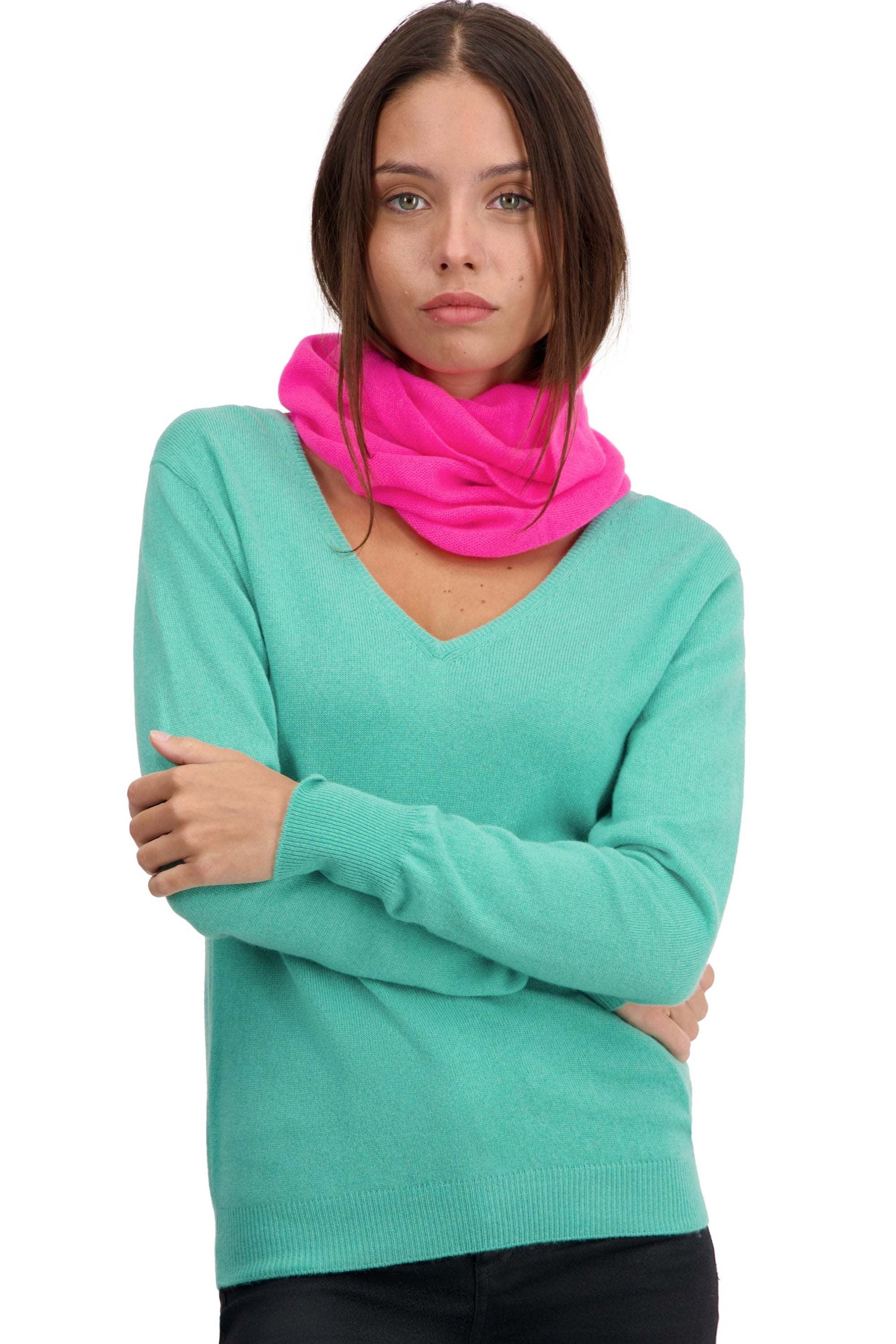 Fraise kasjmier trui dames - dayglo - Mahogany