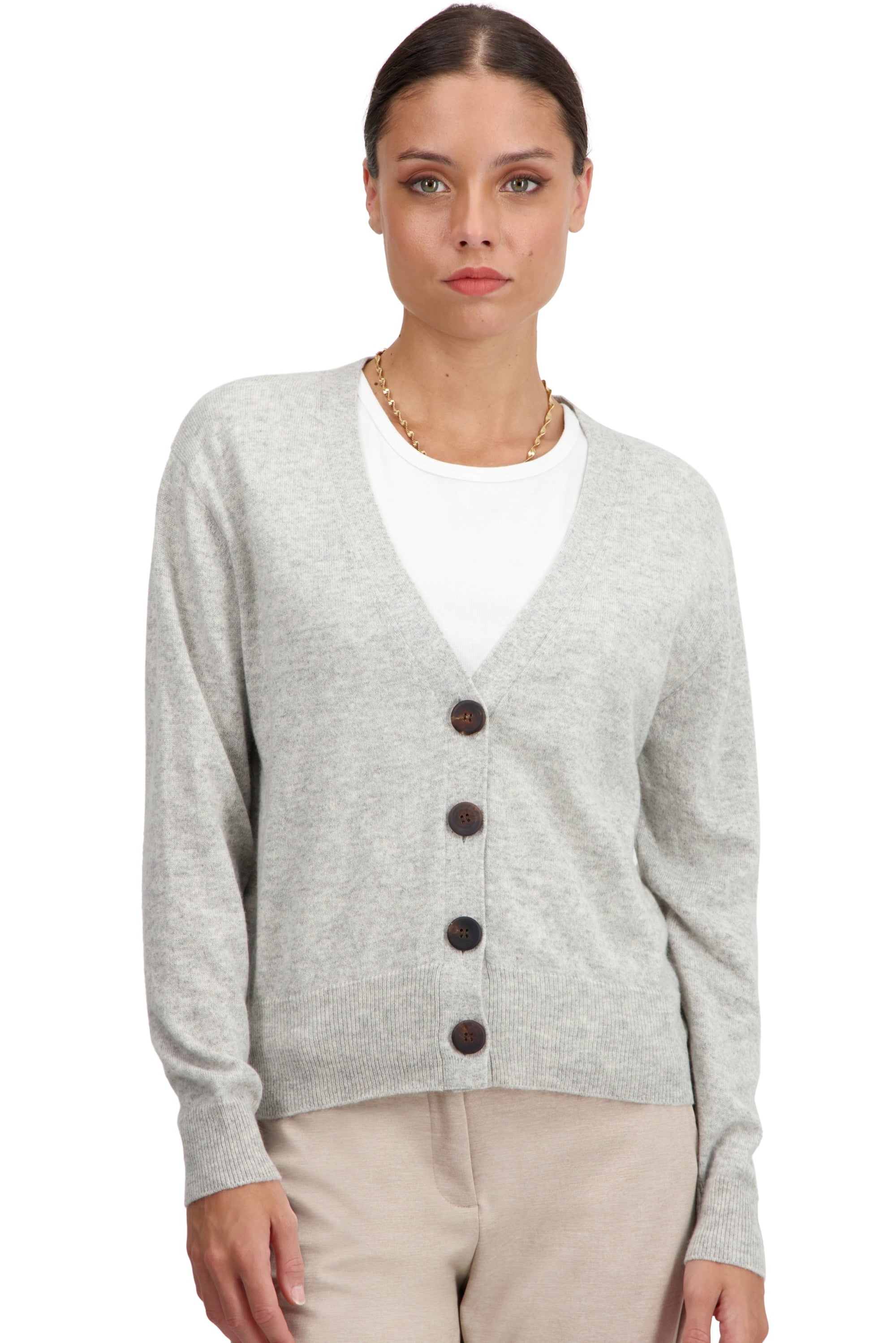 Talitha in kasjmier dames - flanelle chiné - Mahogany