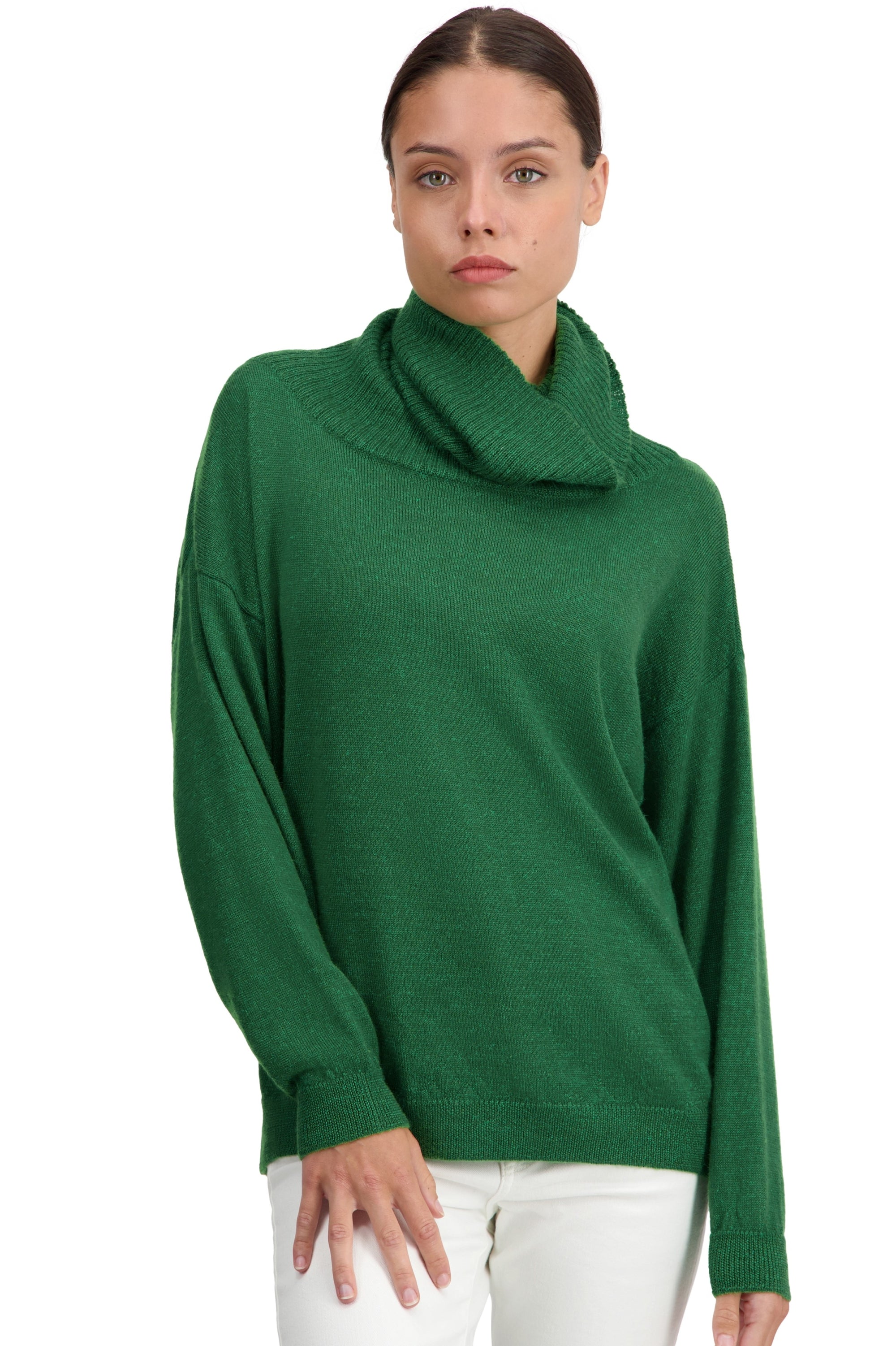 Tanis in baby alpaca voor dames - green leaf - Mahogany