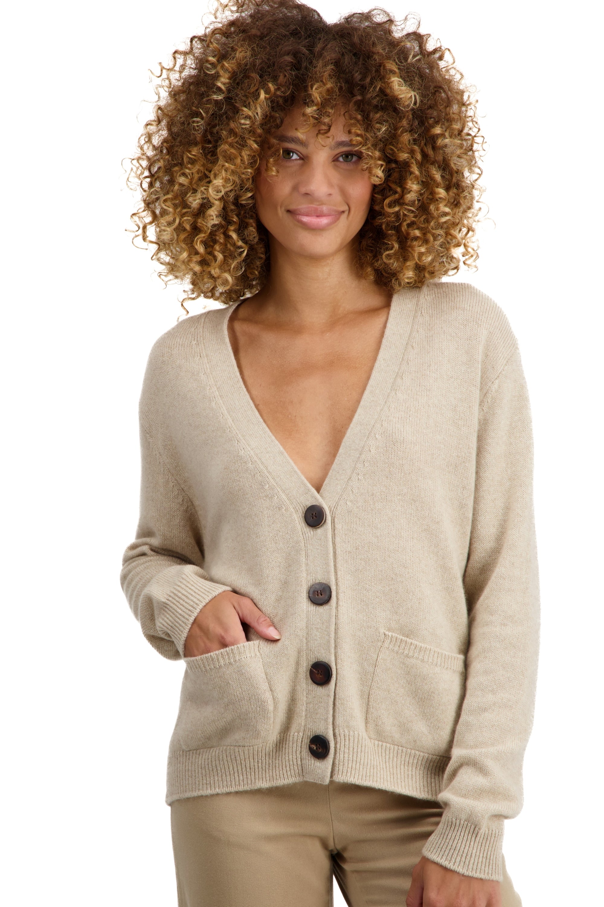 Tanzania in kasjmier dames - natural winter dawn - Mahogany