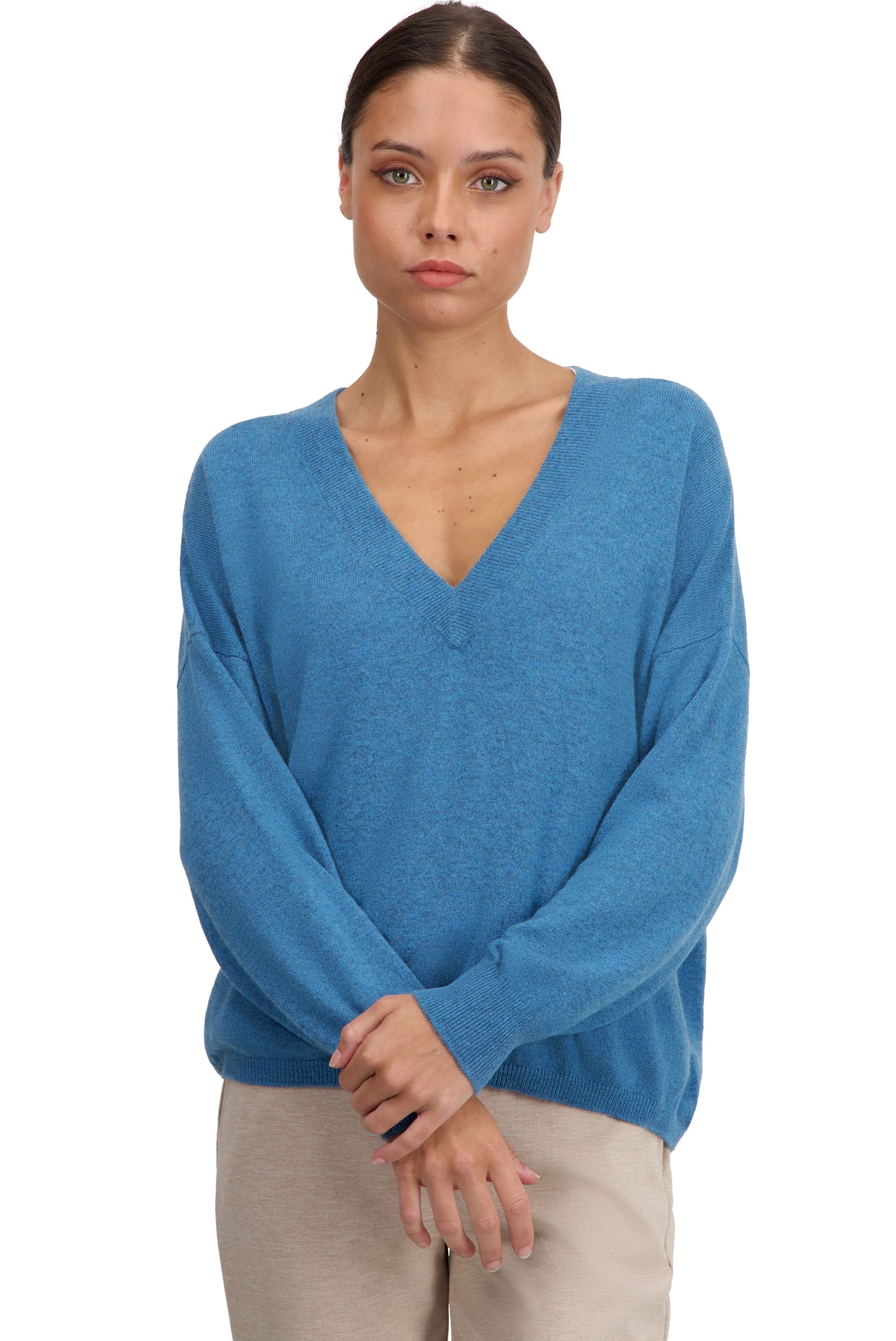 Theia in kasjmier voor dames - manor blue - Mahogany