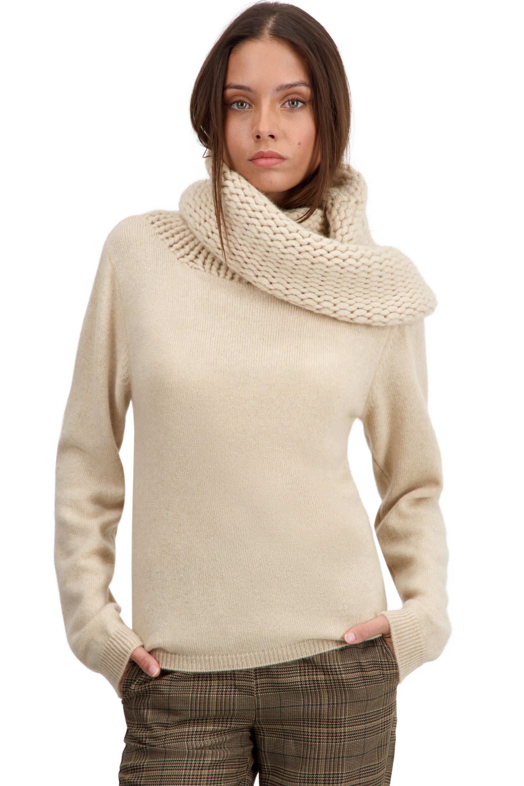 Tisha in kasjmier dames - natural beige - Mahogany