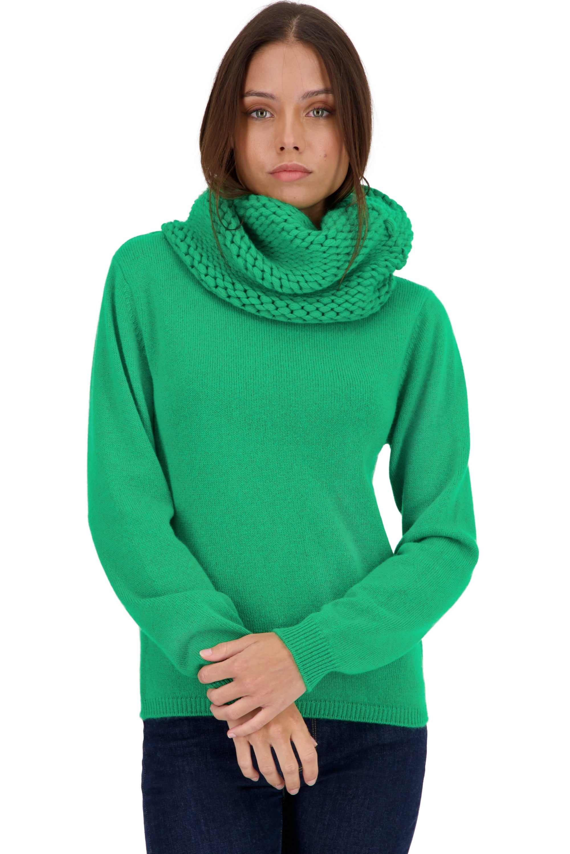 Tisha in kasjmier dames - new green - Mahogany