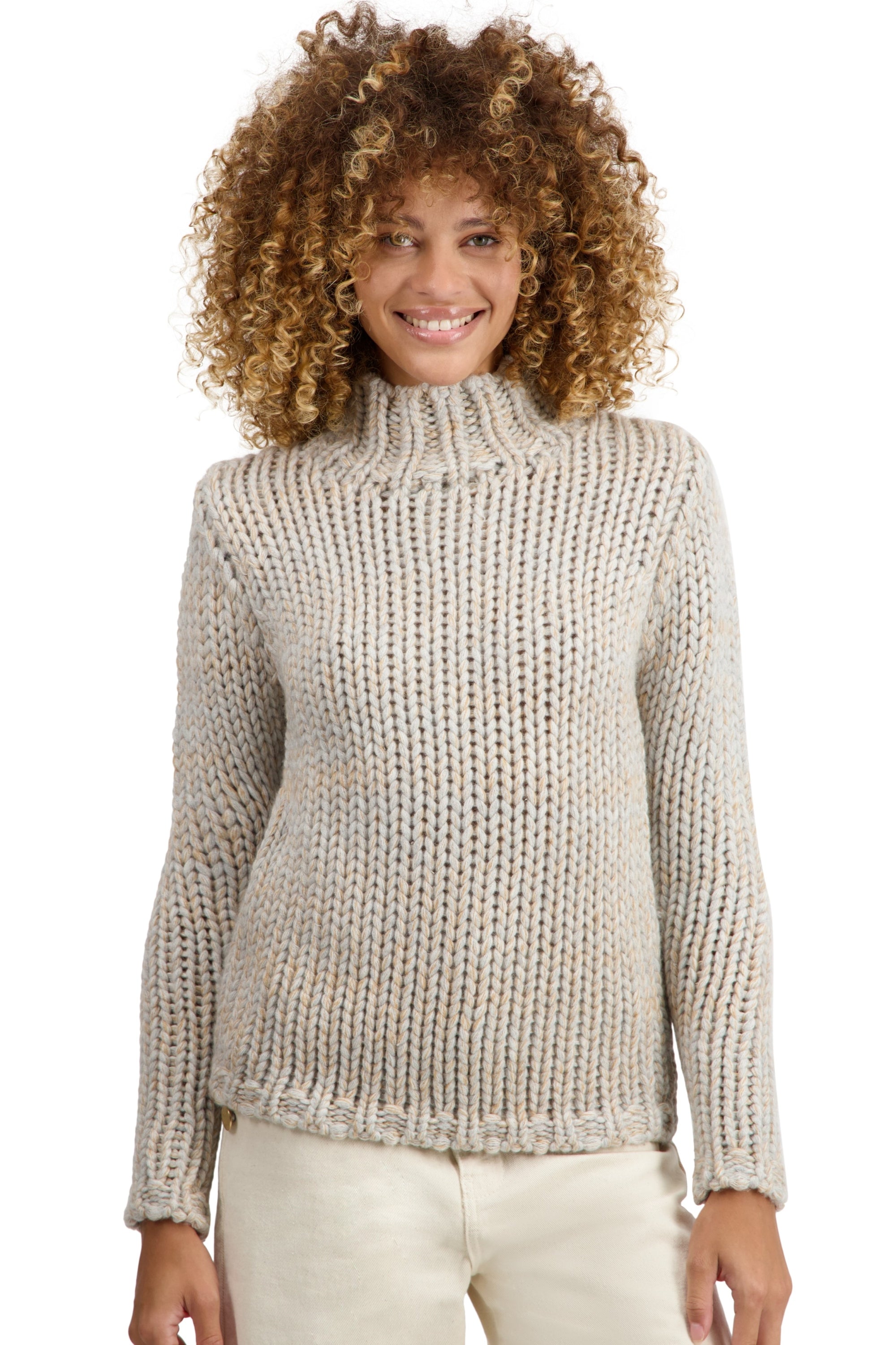 Toxane in kasjmier voor dames - gemêleerde flanel / camel / natural écru - Mahogany