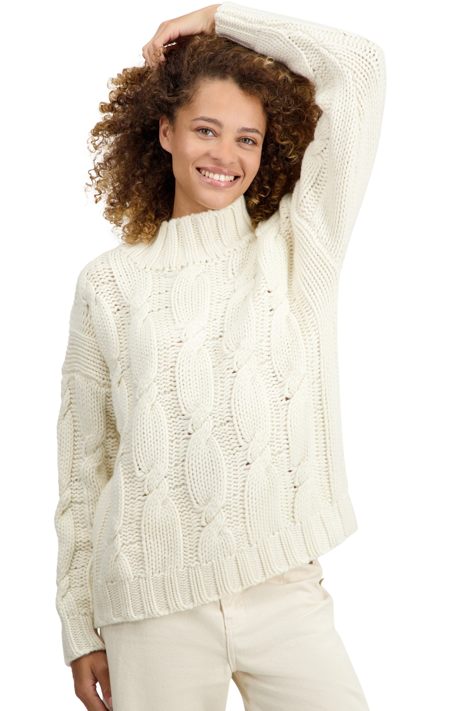 Twiggy in kasjmier dames - natural écru - Mahogany